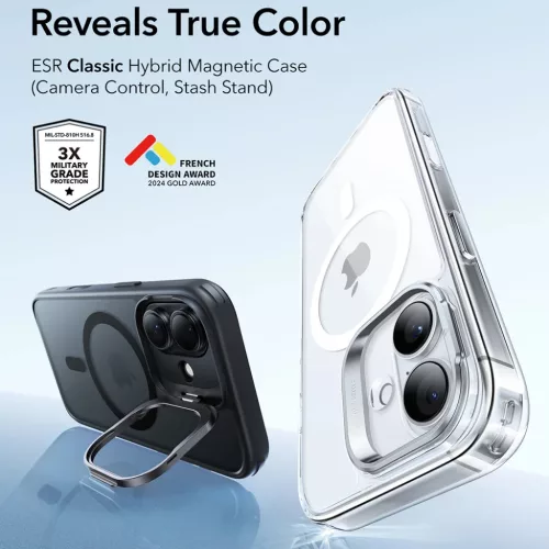 iPhone 17 Frosted Black ESR - Classic Hybrid HaloLock Kickstand tok-4894240283059 4 kép