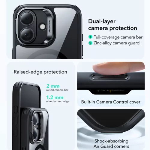 iPhone 17 Átlátszó Fekete ESR Klasszikus Hibrid HaloLock Kitámasz-4894240283073 3 kép