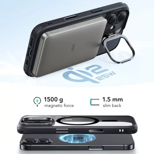  iPhone 17 Átlátszó Fekete ESR Klasszikus Hibrid HaloLock Kitámasz-4894240283073 5 kép