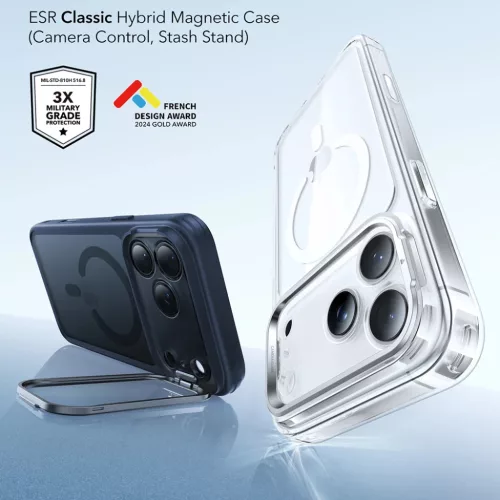 iPhone 17 Pro Frosted Blue ESR Classic Hybrid HaloLock Kickstand tok-4894240288375 4 kép