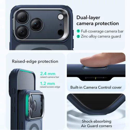 iPhone 17 Pro Frosted Blue ESR Classic Hybrid HaloLock Kickstand tok-4894240288375 7 kép