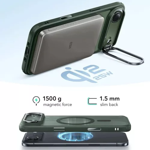 iPhone 17 Air ESR - Classic Hybrid HaloLock Kickstand - Matt Zöld tok-4894240289570 3 kép