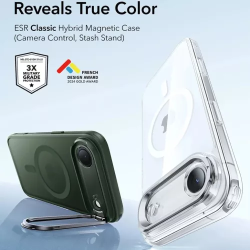 iPhone 17 Air ESR - Classic Hybrid HaloLock Kickstand - Matt Zöld tok-4894240289570 7 kép