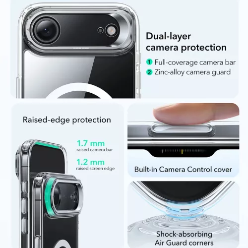  iPhone 17 Air Átlátszó ESR Klasszikus Hibrid HaloLock Kitámasztó-4894240283097 7 kép