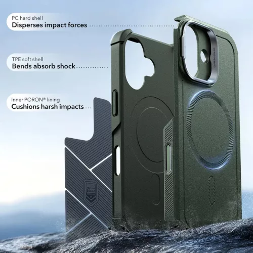  iPhone 17 Zöld ESR Cyber Armor Kitámasztó tok-4894240288511 4 kép
