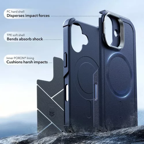  iPhone 17 Kék ESR Cyber Armor Kitámasztós tok-4894240283691 3 kép