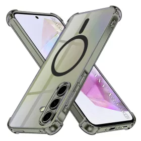   Samsung Galaxy A35 5G - Techsuit ütésálló átlátszó szilikon MagSafe tok - Füstfekete.