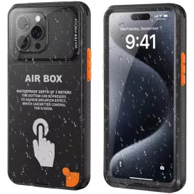    iPhone 12/12 Pro/13/13 Pro/14/14 Pro/15/15 Pro/16 Fekete ShellBox - AirBox Vízálló IP68 Tok (6.1 hüvelyk)