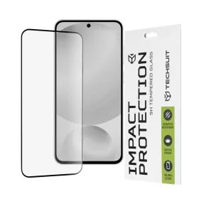   Teljes fedésű / Teljes ragasztós üvegfólia - Techsuit - 111D - Samsung Galaxy S25 FE - Fekete. üvegfólia