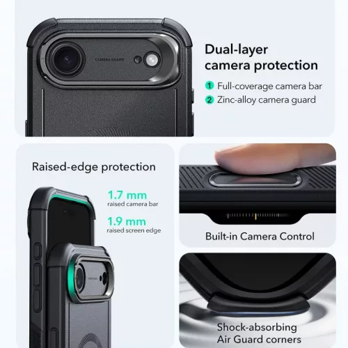 iPhone 17 Air ESR Cyber Armor Kickstand - Fekete tok-4894240283554 3 kép