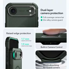  iPhone 17 Air Zöld ESR Cyber Armor Kitámasztó tok-4894240288474 2 kép
