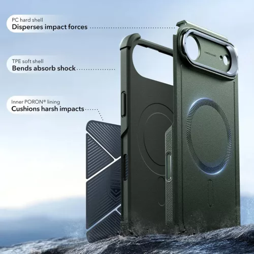  iPhone 17 Air Zöld ESR Cyber Armor Kitámasztó tok-4894240288474 4 kép