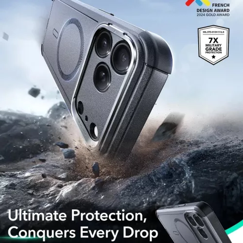 iPhone 17 Pro Szürke ESR Cyber Armor Kitámasztó tok-4894240283653 2 kép