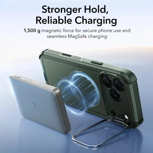  iPhone 17 Pro Max Zöld ESR Cyber Armor Kitámasztós Tok-4894240288450 6 kép