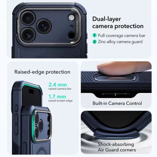  iPhone 17 Pro Max Kék ESR Cyber Armor Kitámasztós Tok-4894240283752 3 kép