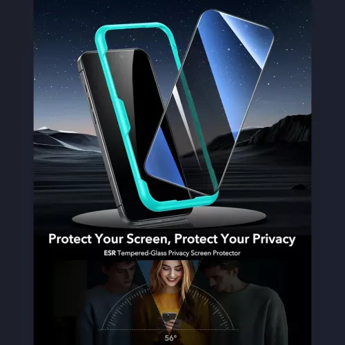  iPhone 17 / iPhone 16 Pro Fekete ESR Adatvédelmi Edzett Üveg (3 dar-4894240258750 4 kép