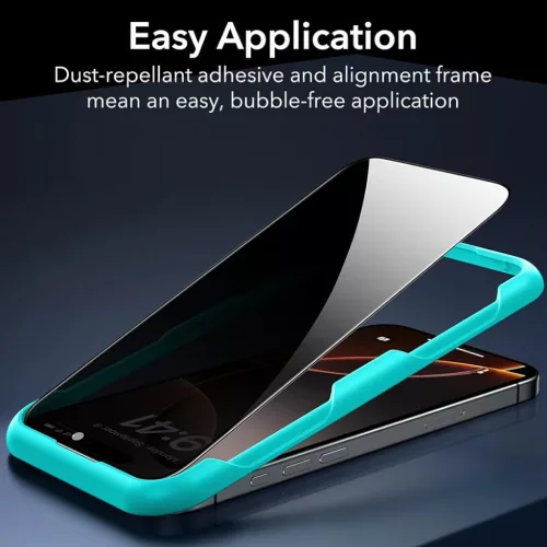  iPhone 17 / iPhone 16 Pro Fekete ESR Adatvédelmi Edzett Üveg (3 dar-4894240258750 7 kép