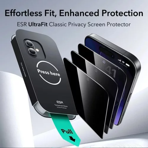  iPhone 17 / iPhone 16 Pro Fekete ESR Adatvédelmi edzett üveg UltraF-4894240282434 2 kép