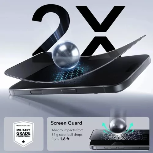  iPhone 17 Pro Fekete ESR Adatvédelmi edzett üveg UltraFit üvegfól-4894240282410 3 kép