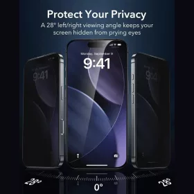  iPhone 17 Pro Fekete ESR Privacy Armorite Képernyővédő UltraFit �-4894240284452 2 kép