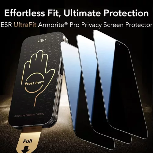 iPhone 17 Pro Fekete ESR - Corning UltraFit Privacy üvegfólia 3db-os-4894240285893 3 kép