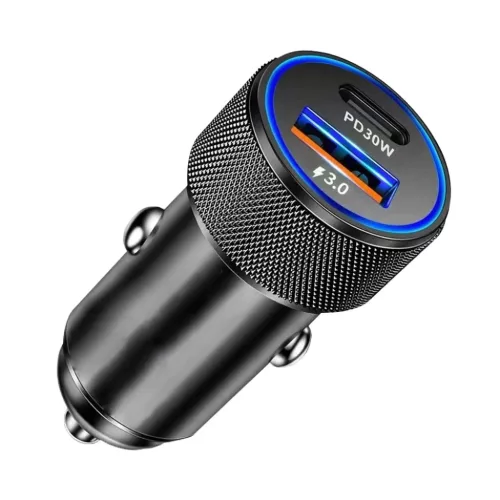 Techsuit - Prémium Autós Töltő VoltDuo (C2) - LED Fénnyel, USB QC-5949419322615 2 kép