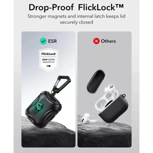 Apple AirPods Pro 3 Fekete ESR Cyber FlickLock HaloLock tok-4894240289204 7 kép