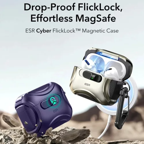Apple AirPods Pro 3 Lila ESR Cyber FlickLock HaloLock tok-4894240289266 2 kép