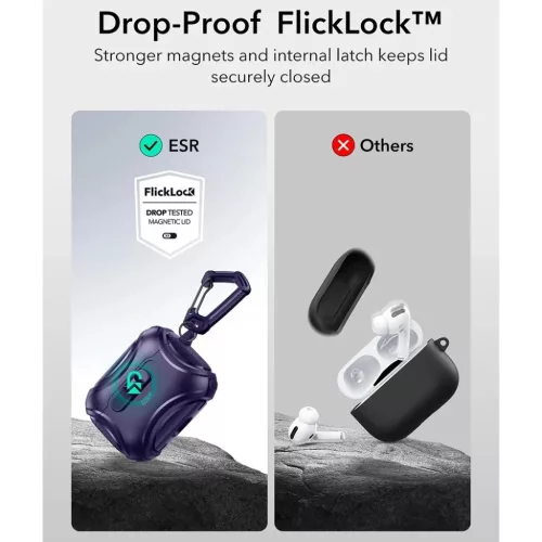 Apple AirPods Pro 3 Lila ESR Cyber FlickLock HaloLock tok-4894240289266 8 kép