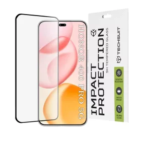    Honor 400 Pro Fekete Techsuit 111D Teljes Fedést Biztosító / Teljes Ragasztású üvegfólia