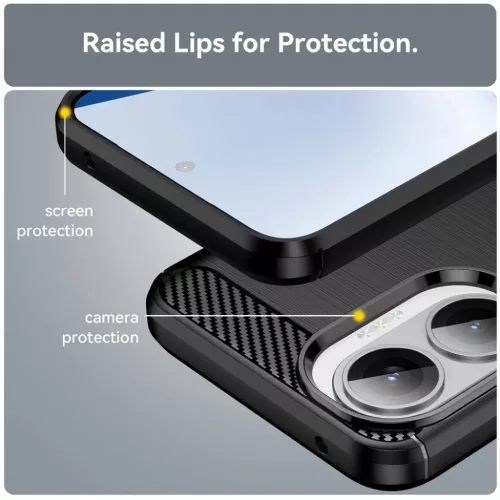 Xiaomi Poco F7 - Techsuit - Carbon Silicone - Fekete tok-5949419324138 4 kép