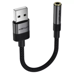  USB Férfi Kábel Jack 3.5mm Női Acefast Audio Adapter (J13), Plug & Play, Nagy Hűségű Hangzás, Késés Nélkül, 15cm - Fekete