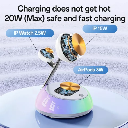 iPhone, Apple Watch, AirPods Fehér Yesido Wireless Charging Station 3-6942314411872 7 kép
