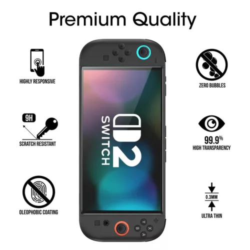 Nintendo Switch 2 Átlátszó Techsuit (2 pack) Premium Tempered Glass-5949419324701 3 kép