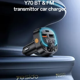 Yesido Autós Töltő (Y70) FM Transzmitterrel, Kettős USB-C + USB-A -6942314408155 2 kép