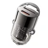 Yesido Hidden Car Charger (Y68) - Kétportos USB-A + Type-C, PD30W, Alumínium Ötvözet, Gyors Töltés - Fekete