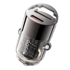   Yesido Hidden Car Charger (Y68) - Kétportos USB-A + Type-C, PD30W, Alumínium Ötvözet, Gyors Töltés - Fekete