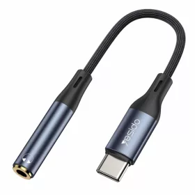   Yesido - Audio kábel adapter (YAU38) - Type-C Jack 3.5mm átalakító, nejlon, alumínium ötvözet, 15cm - Fekete