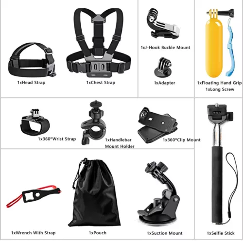  GoPro Action Camera Fekete Techsuit - Accessory Kit CamQuest 15in1 (S-5949419326200 4 kép