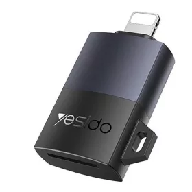   iPhone, iPad Szürke Yesido Adapter (GS38) - Lightning TF kártya csatlakozóval, 480Mbps, 4K, LED jelző