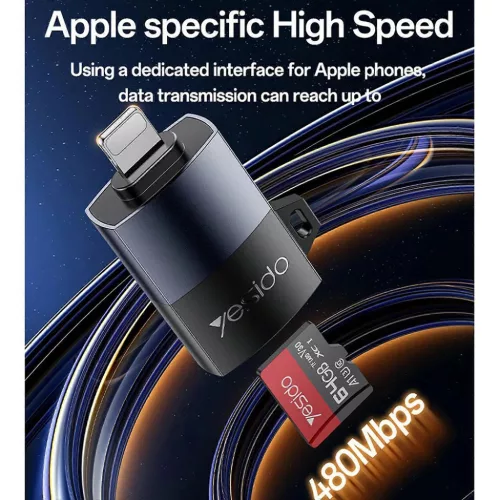 iPhone, iPad Szürke Yesido Adapter (GS38) - Lightning TF kártya csat-6942314411339 2 kép