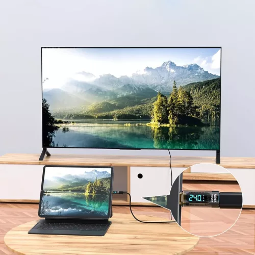 Adapter USB-C Techsuit - DataBoost (A23), LED Digital Display, 40Gbps,-5949419332591 5 kép