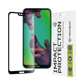    Techsuit - 111D Teljes Fedésű / Teljes Ragasztós Üveg - Huawei P20 Lite - Fekete üvegfólia