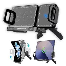   Car Holder Techsuit ModoDock (SW1) vezeték nélküli töltéssel - 360°-os forgás, Kettős motor intelligens érzékelés, 15W - Fekete