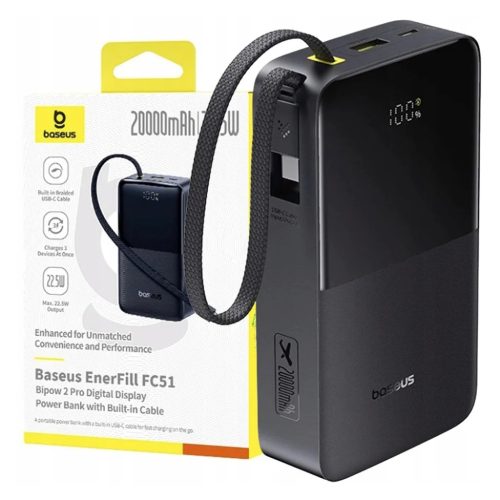 Baseus - EnerFill Bipow2 Pro Power Bank (E0027701) - beépített USB-C-6932172691899 7 kép