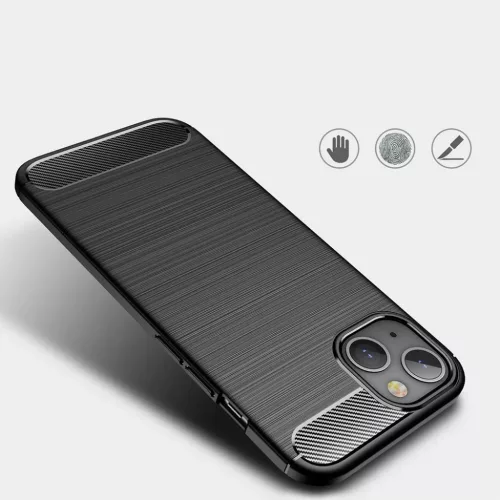 iPhone 13 - Techsuit - Szénszálas Szilikon - Fekete tok-5949419041653 4 kép