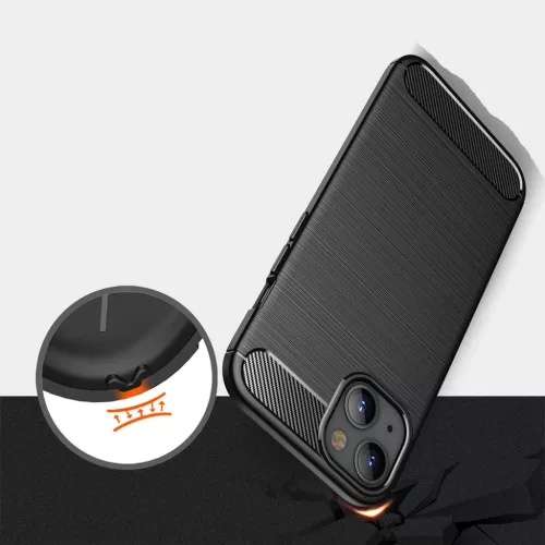 iPhone 13 - Techsuit - Szénszálas Szilikon - Fekete tok-5949419041653 5 kép