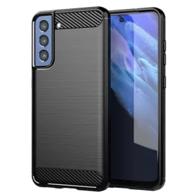  Samsung Galaxy S21 FE Fekete Techsuit Karbon Szilikon tok