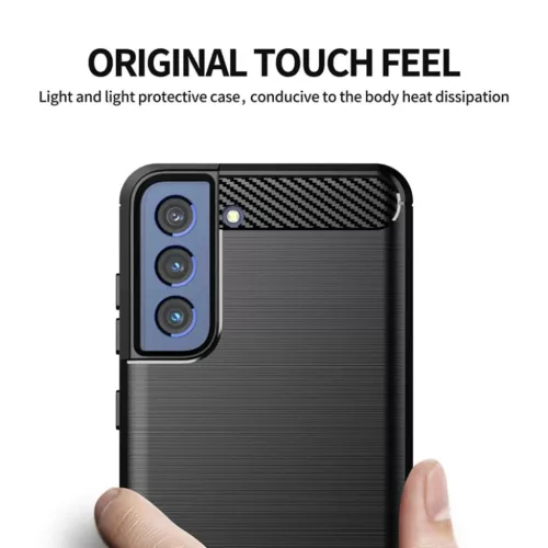  Techsuit - Karbon Szilikon - Samsung Galaxy S21 FE - Fekete tok-5949419041172 2 kép