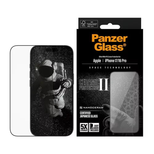 iPhone 17 / iPhone 16 Pro Fekete PanzerGlass® Ultra-Wide Fit Ceramic -5715685026638 4 kép